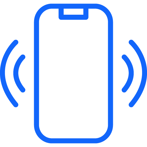 Mobiilipuhelin jonka reunoilta tulee säteitä.